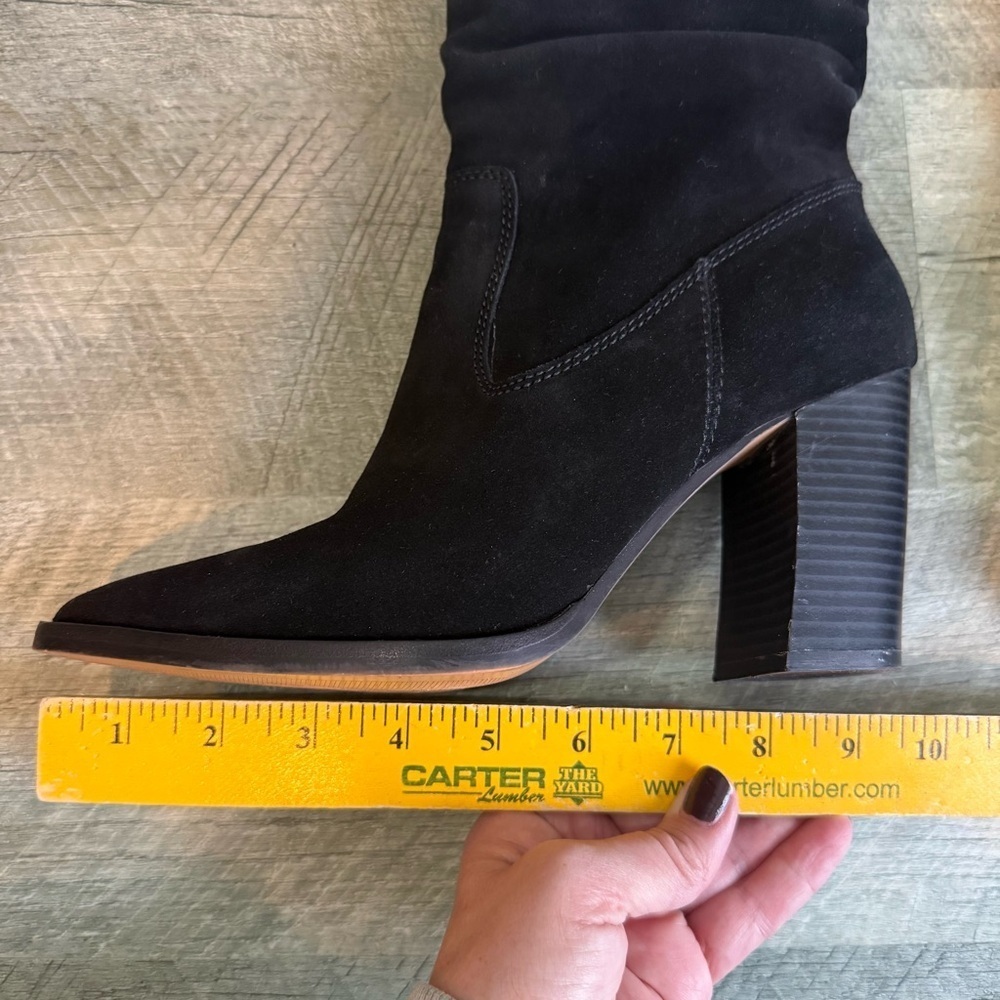 Vince Camuto Women's Crethana Black Suede Boots Size 8.5 Pointed Toe Block Heel - Picture 11 of 16